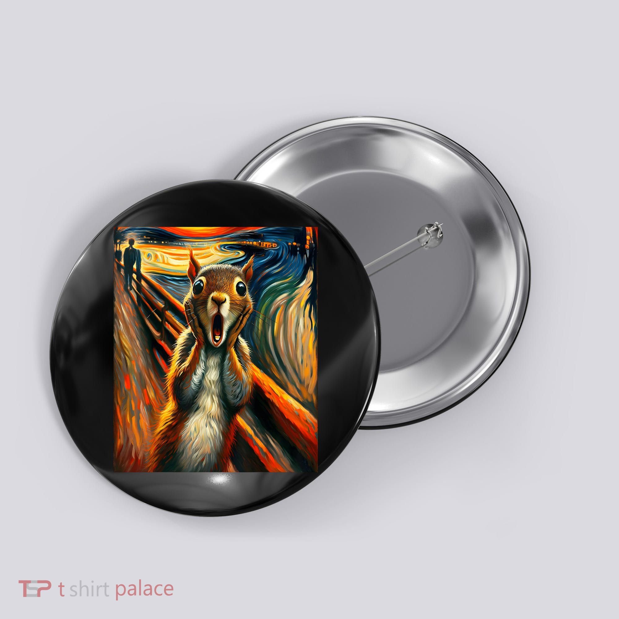 Expressionist Scream Squirrel Lovers Artistic Squirrel Button
