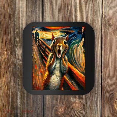 Expressionist Scream Squirrel Lovers Artistic Squirrel Coaster