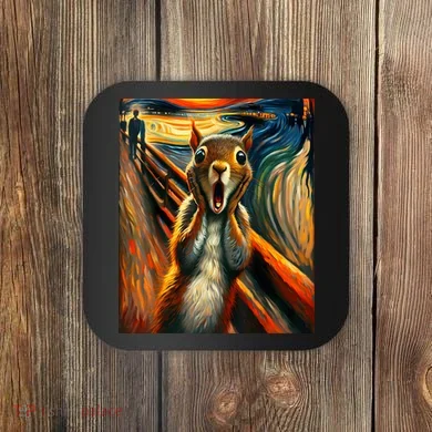 Expressionist Scream Squirrel Lovers Artistic Squirrel Coaster