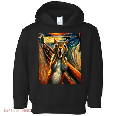 Expressionist Scream Squirrel Lovers Artistic Squirrel Toddler Hoodie