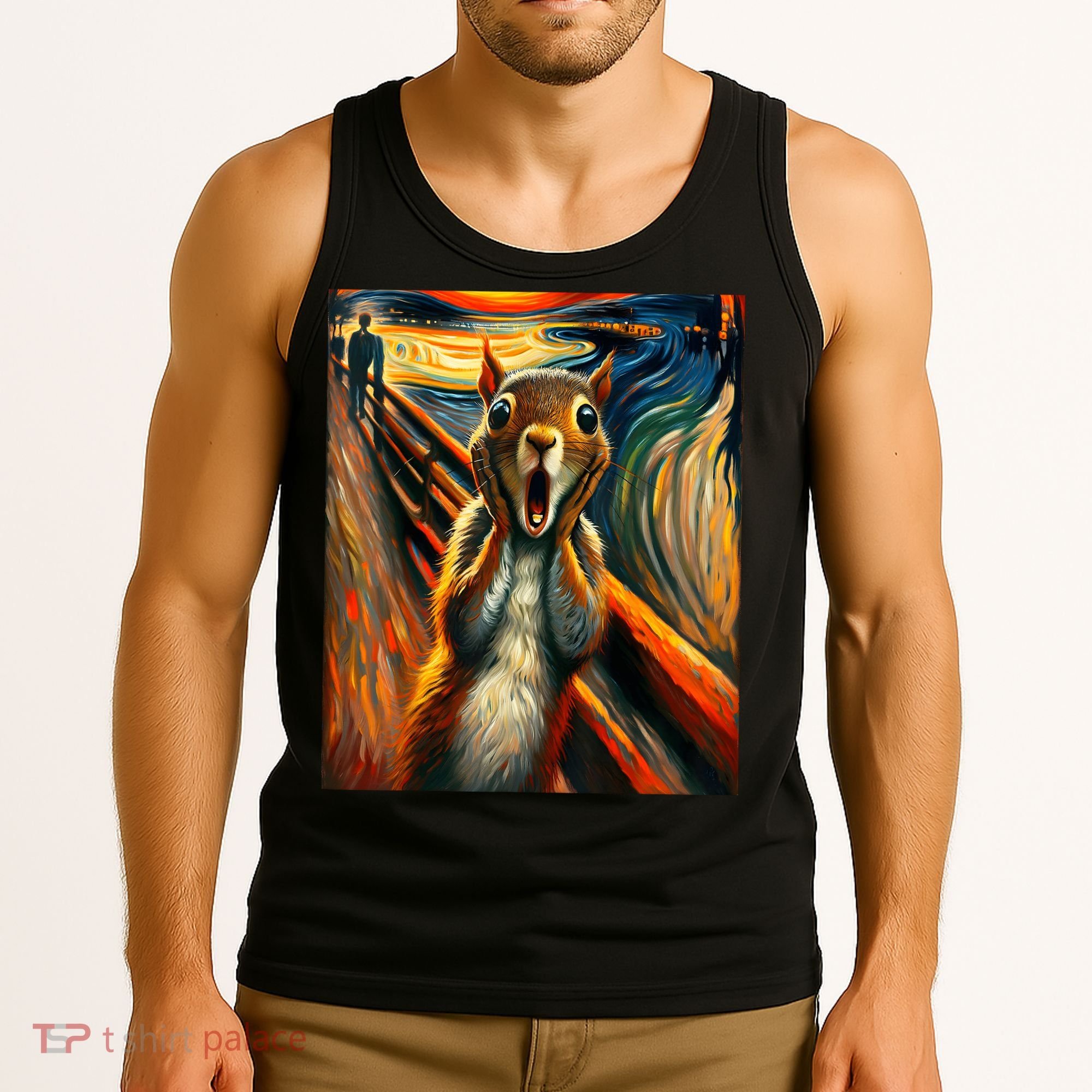 Expressionist Scream Squirrel Lovers Artistic Squirrel Tank Top