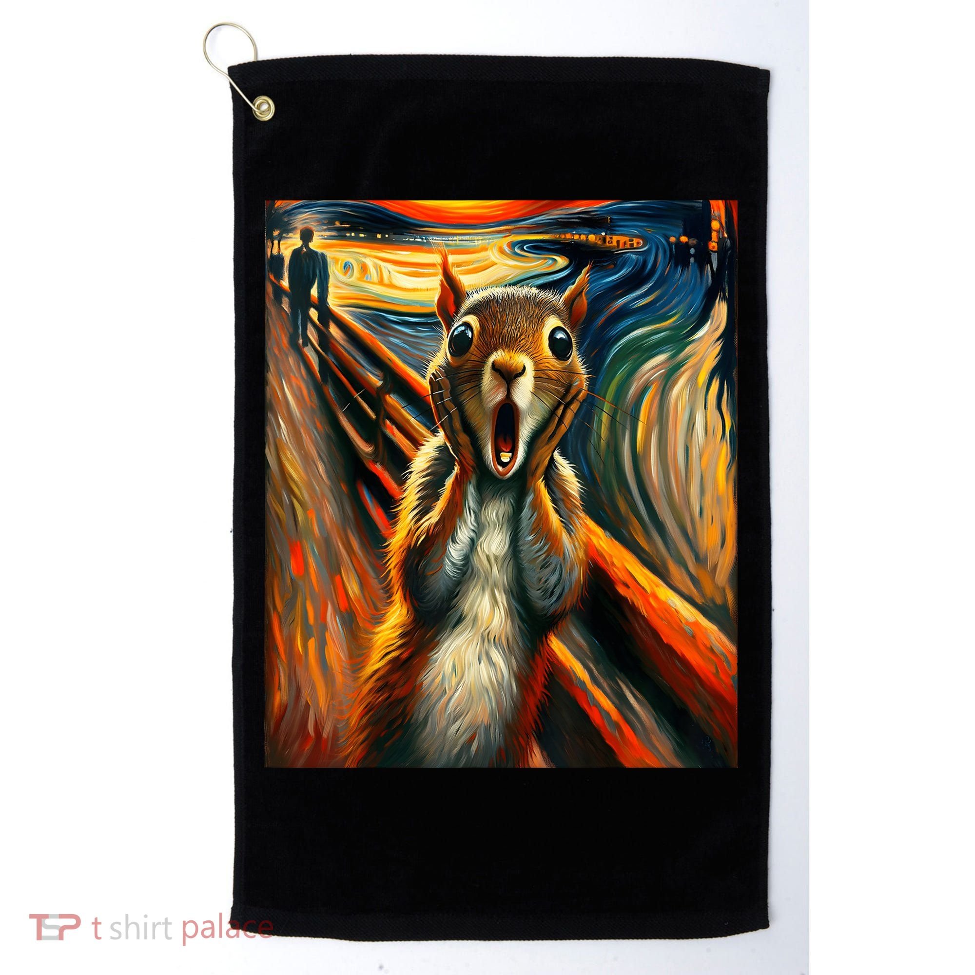 Expressionist Scream Squirrel Lovers Artistic Squirrel Golf Towel