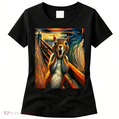 Expressionist Scream Squirrel Lovers Artistic Squirrel Women's T-Shirt