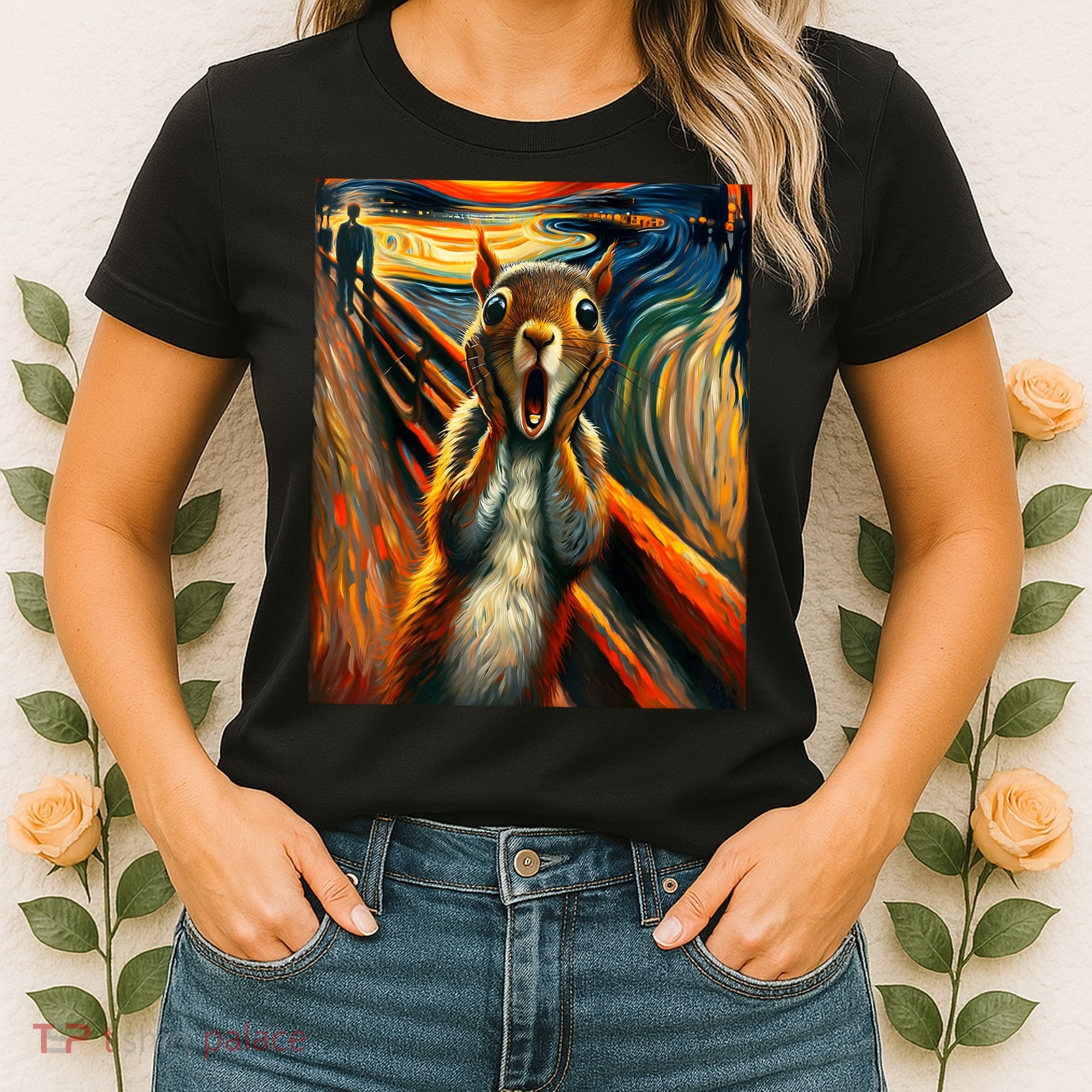 Expressionist Scream Squirrel Lovers Artistic Squirrel Women's T-Shirt
