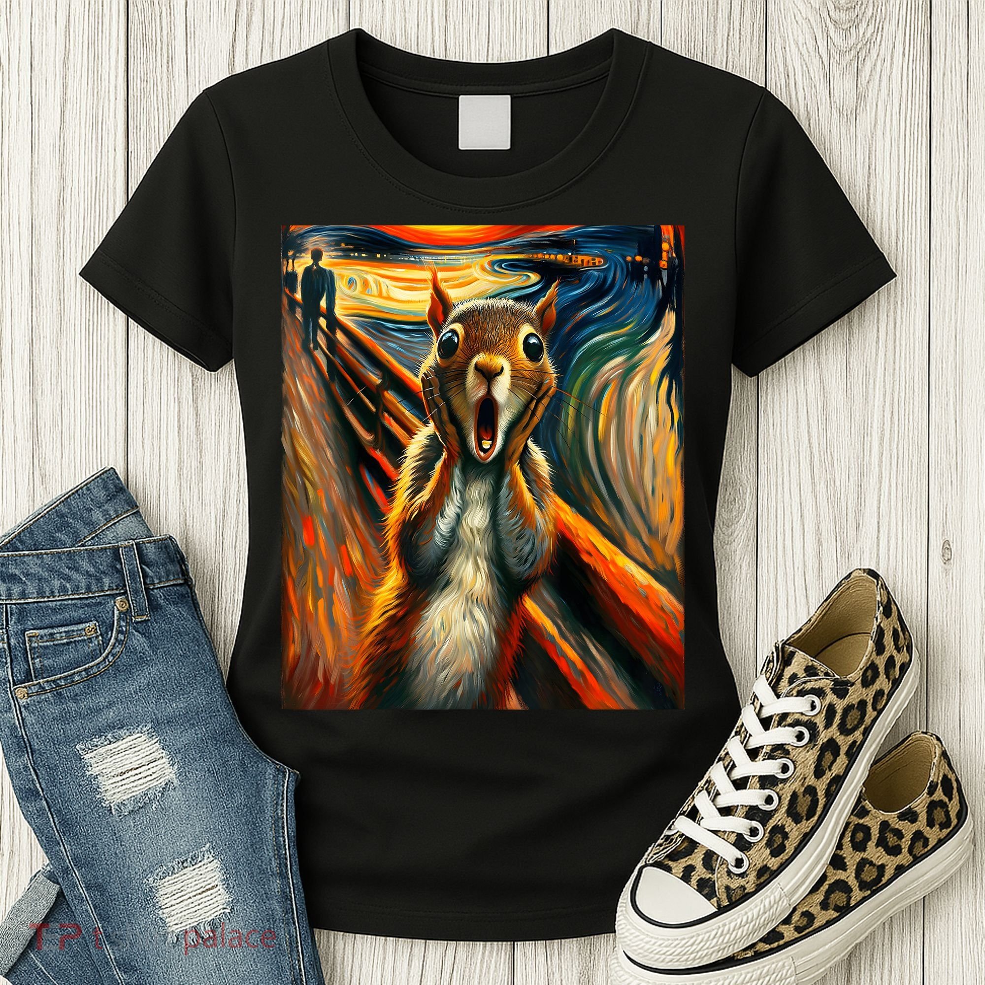 Expressionist Scream Squirrel Lovers Artistic Squirrel Women's T-Shirt