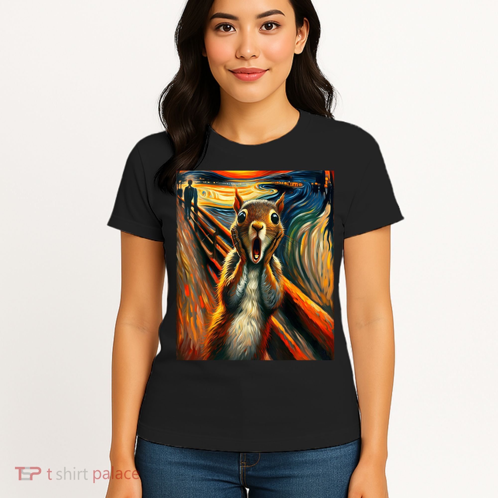 Expressionist Scream Squirrel Lovers Artistic Squirrel Women's T-Shirt