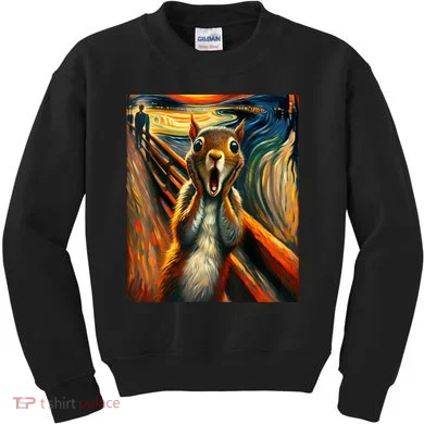 Expressionist Scream Squirrel Lovers Artistic Squirrel Kids Sweatshirt