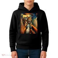 Expressionist Scream Squirrel Lovers Artistic Squirrel Kids Hoodie thumb 4