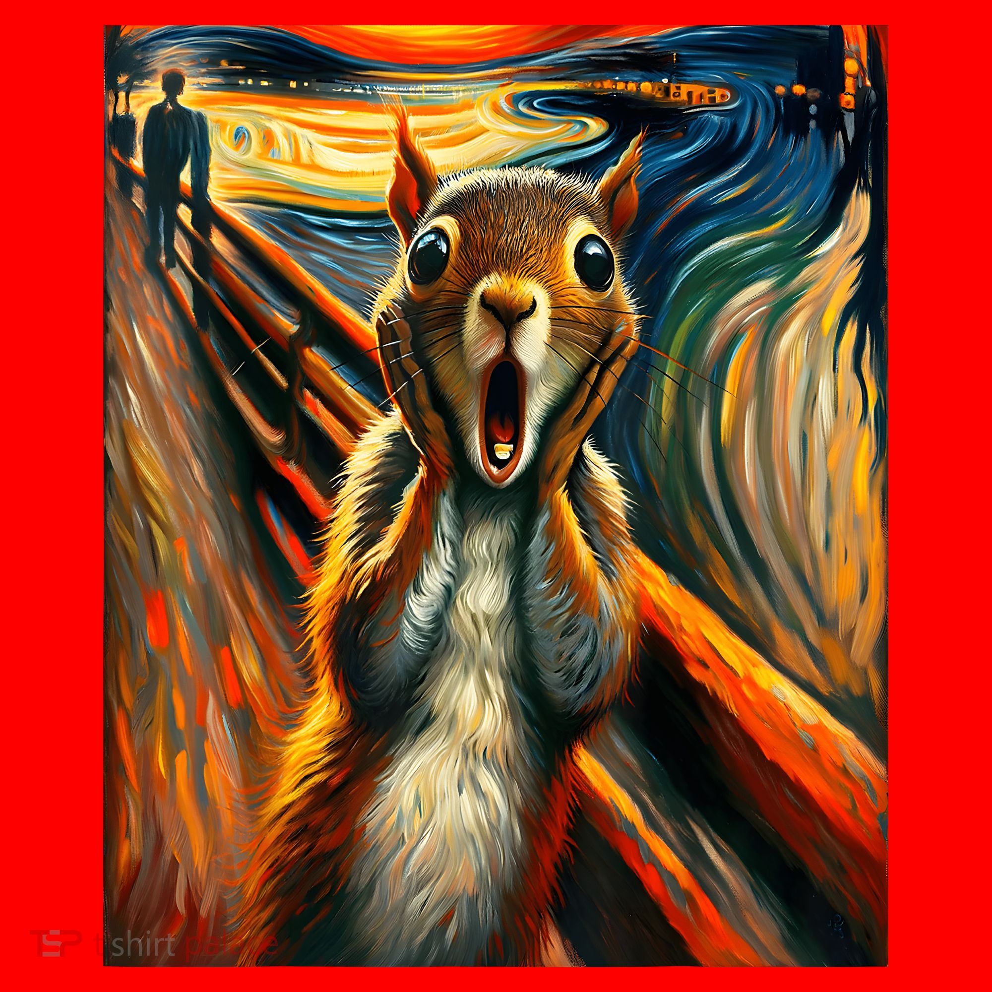 Expressionist Scream Squirrel Lovers Artistic Squirrel Santa Hat