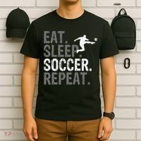 Eat Sleep Soccer Repeat funny Soccer player T-Shirt thumb 6
