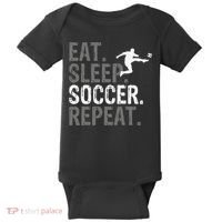 Eat Sleep Soccer Repeat funny Soccer player Baby Bodysuit thumb 0