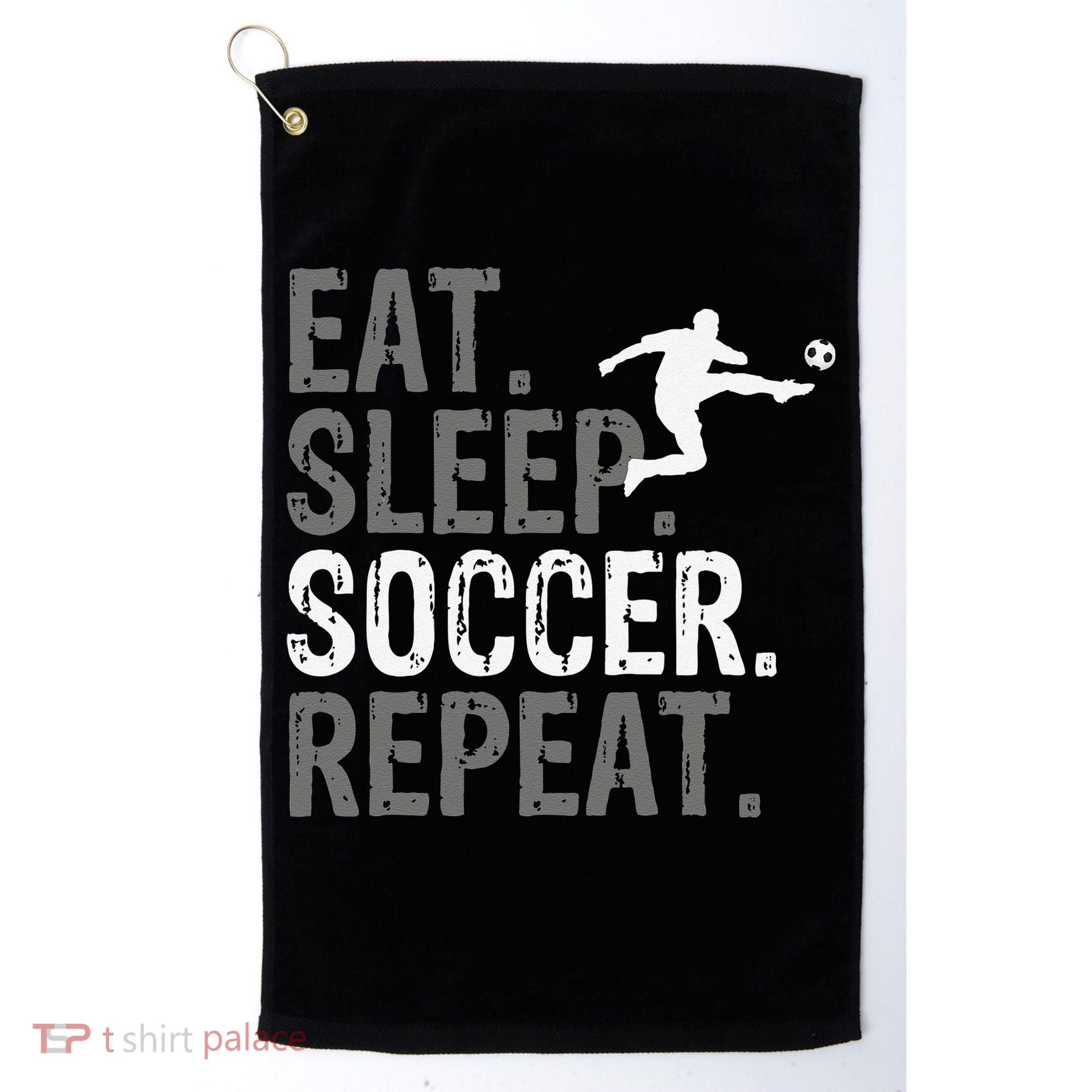Eat Sleep Soccer Repeat funny Soccer player Golf Towel