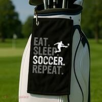 Eat Sleep Soccer Repeat funny Soccer player Golf Towel thumb 2