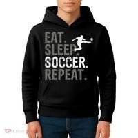 Eat Sleep Soccer Repeat funny Soccer player Kids Hoodie thumb 4