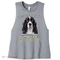English Springer Spaniel Black Professional Human Trainer Women's Racerback Cropped Tank thumb 0