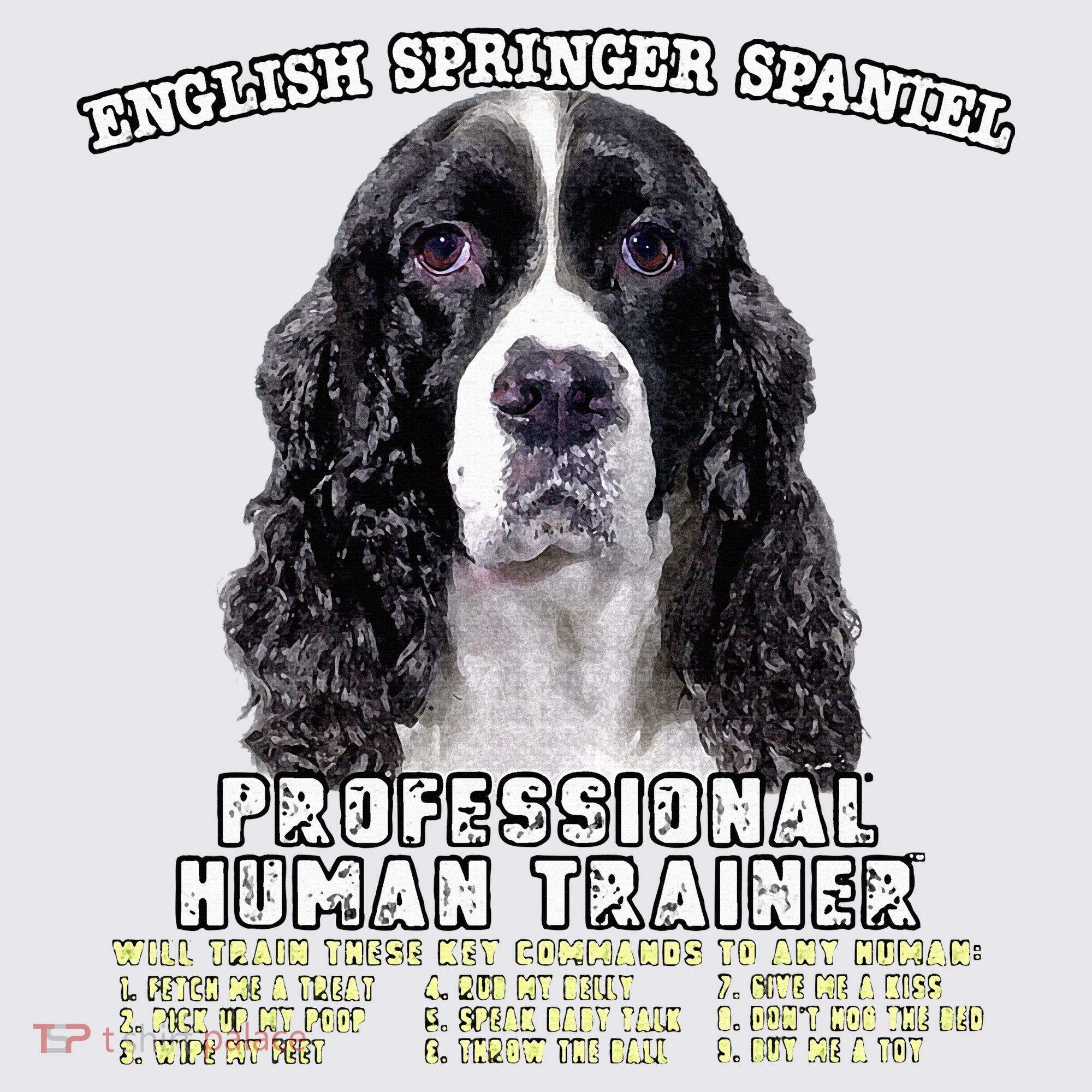 English Springer Spaniel Black Professional Human Trainer Womens Funnel Neck Pullover Hood