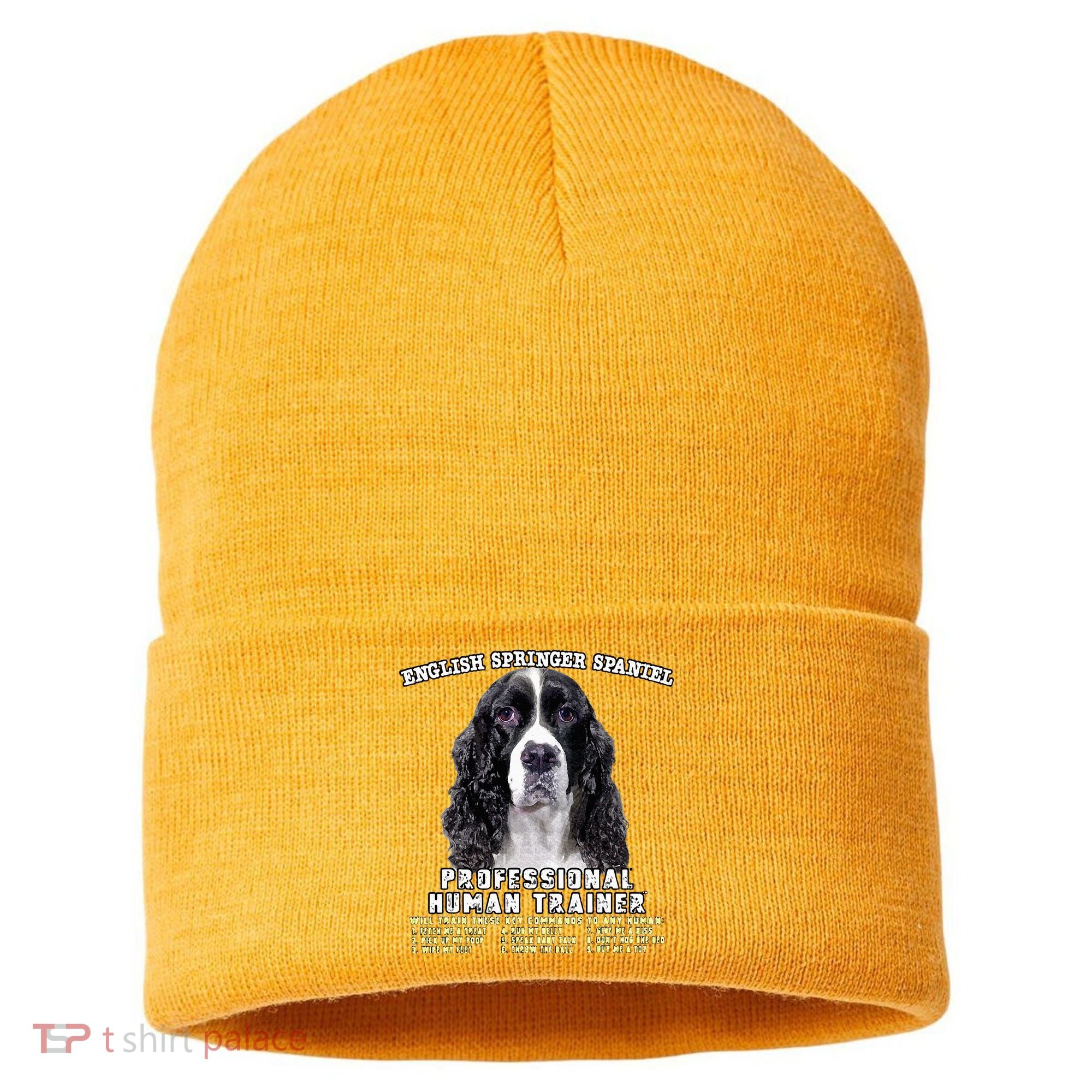 English Springer Spaniel Black Professional Human Trainer Sustainable Knit Beanie