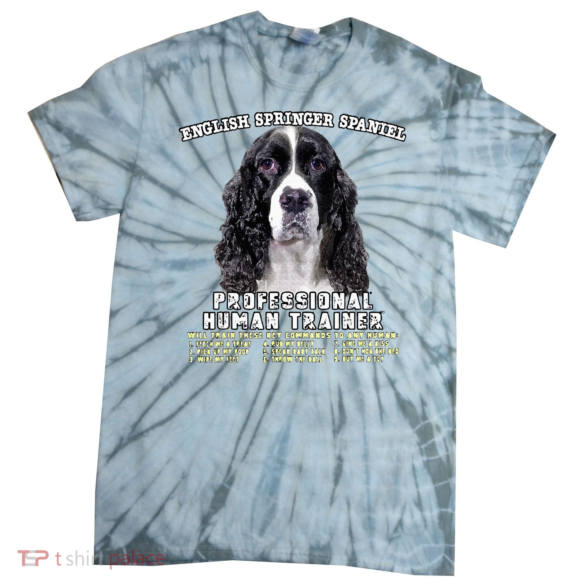 English Springer Spaniel Black Professional Human Trainer Tie-Dye T-Shirt