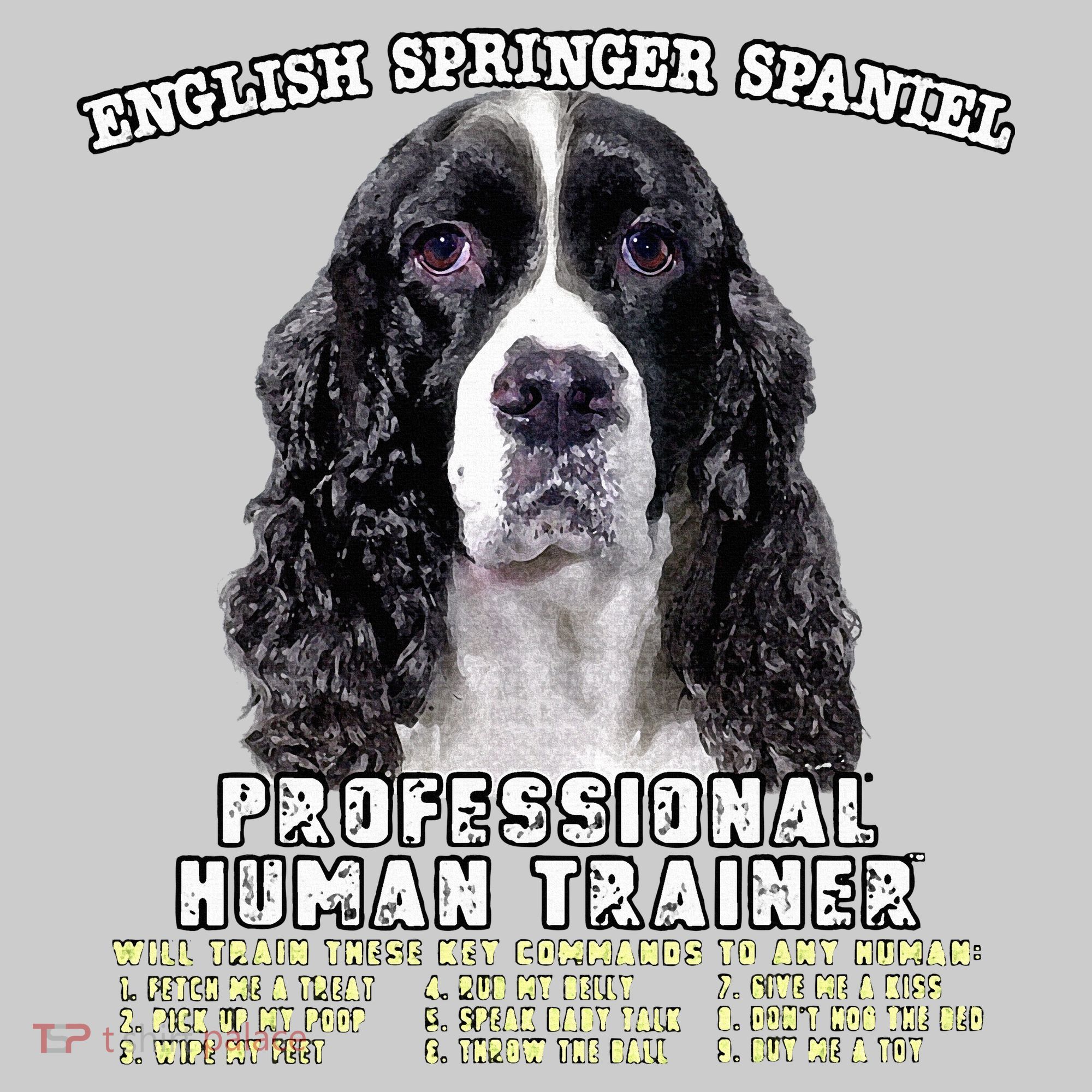 English Springer Spaniel Black Professional Human Trainer Tie-Dye T-Shirt