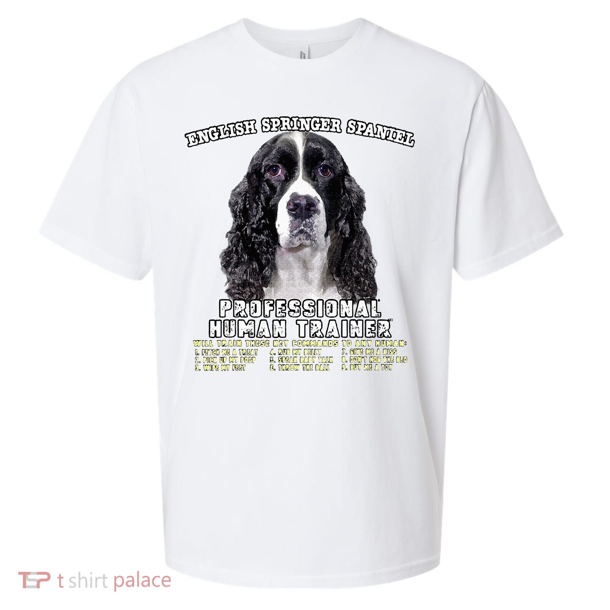 English Springer Spaniel Black Professional Human Trainer Sueded Cloud Jersey T-Shirt