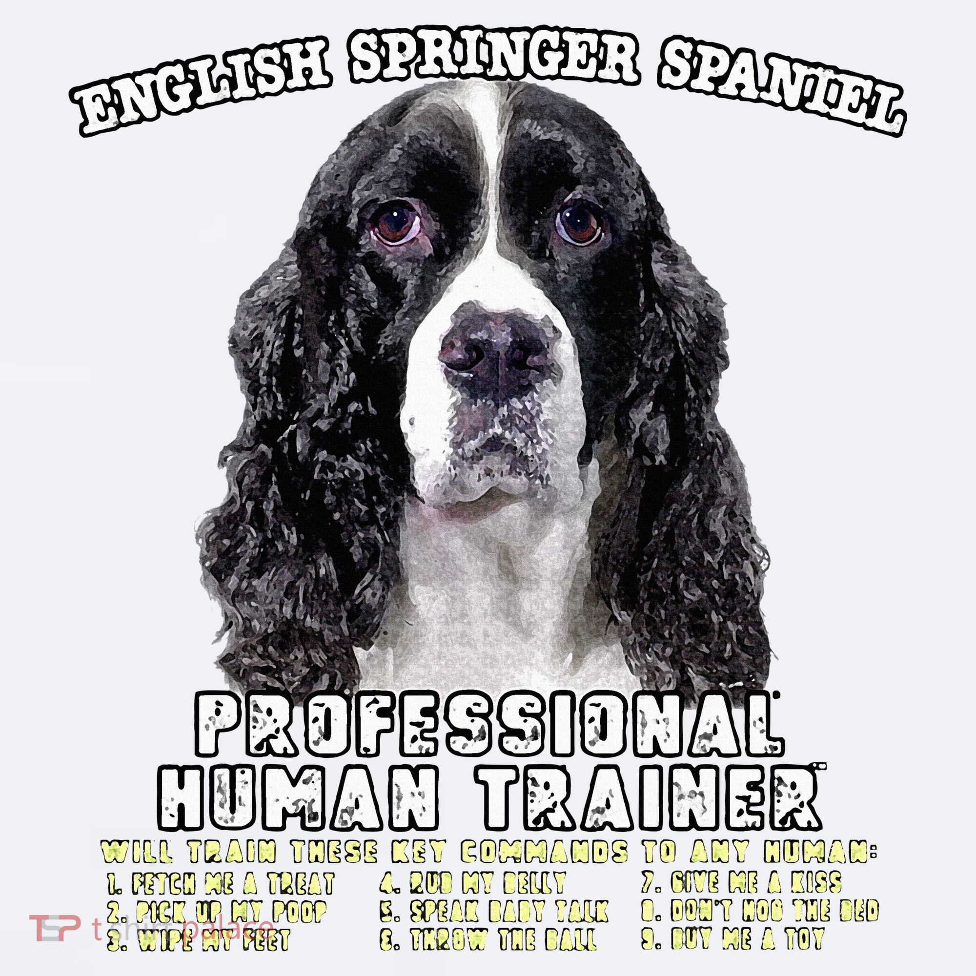English Springer Spaniel Black Professional Human Trainer Sueded Cloud Jersey T-Shirt