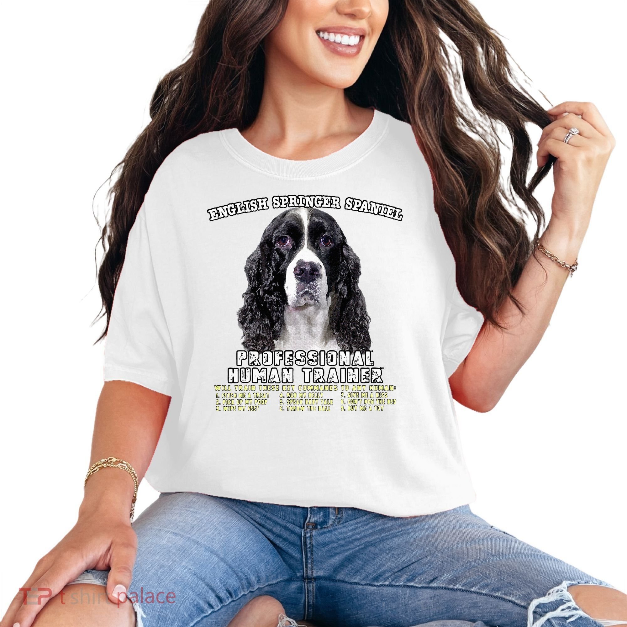 English Springer Spaniel Black Professional Human Trainer Comfort Colors T-Shirt