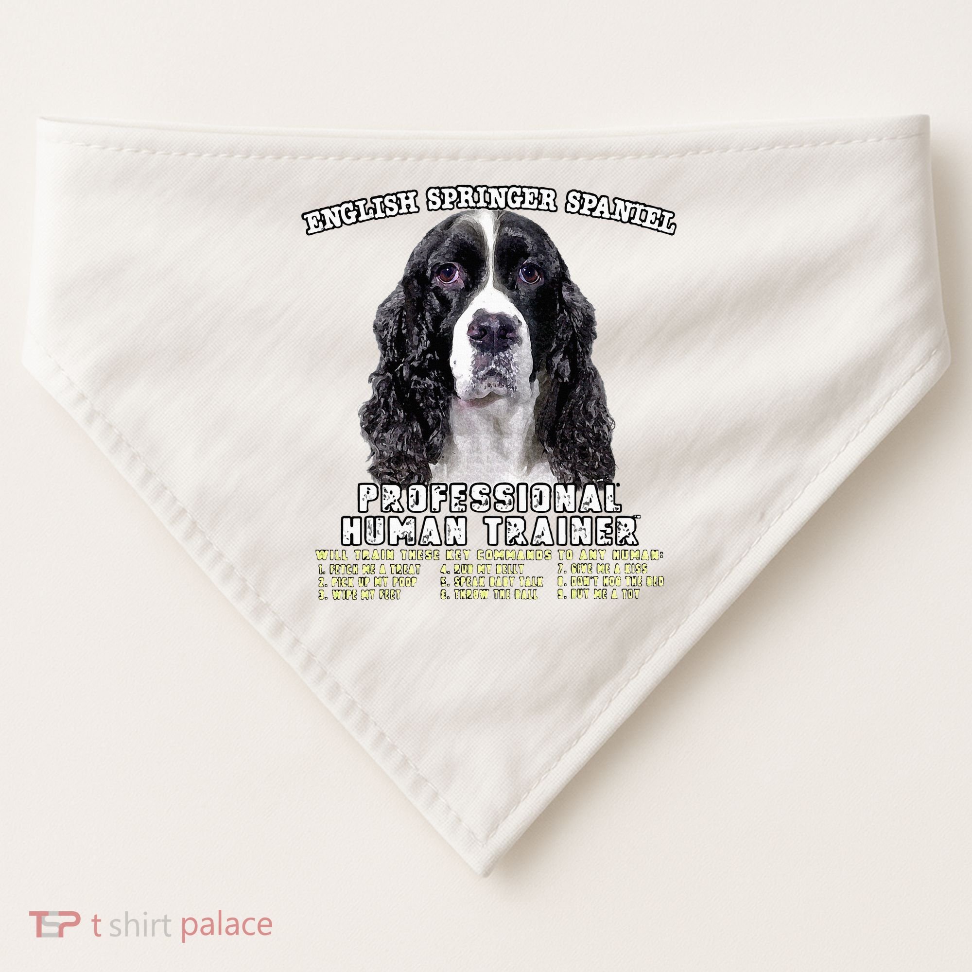 English Springer Spaniel Black Professional Human Trainer USA-Made Doggie Bandana
