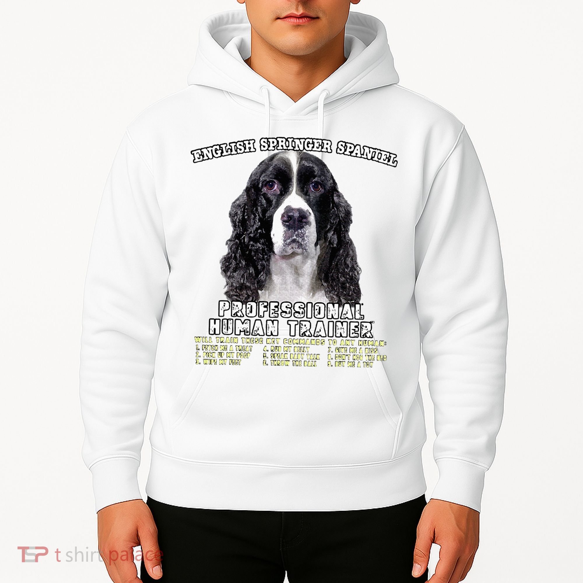 English Springer Spaniel Black Professional Human Trainer Hoodie