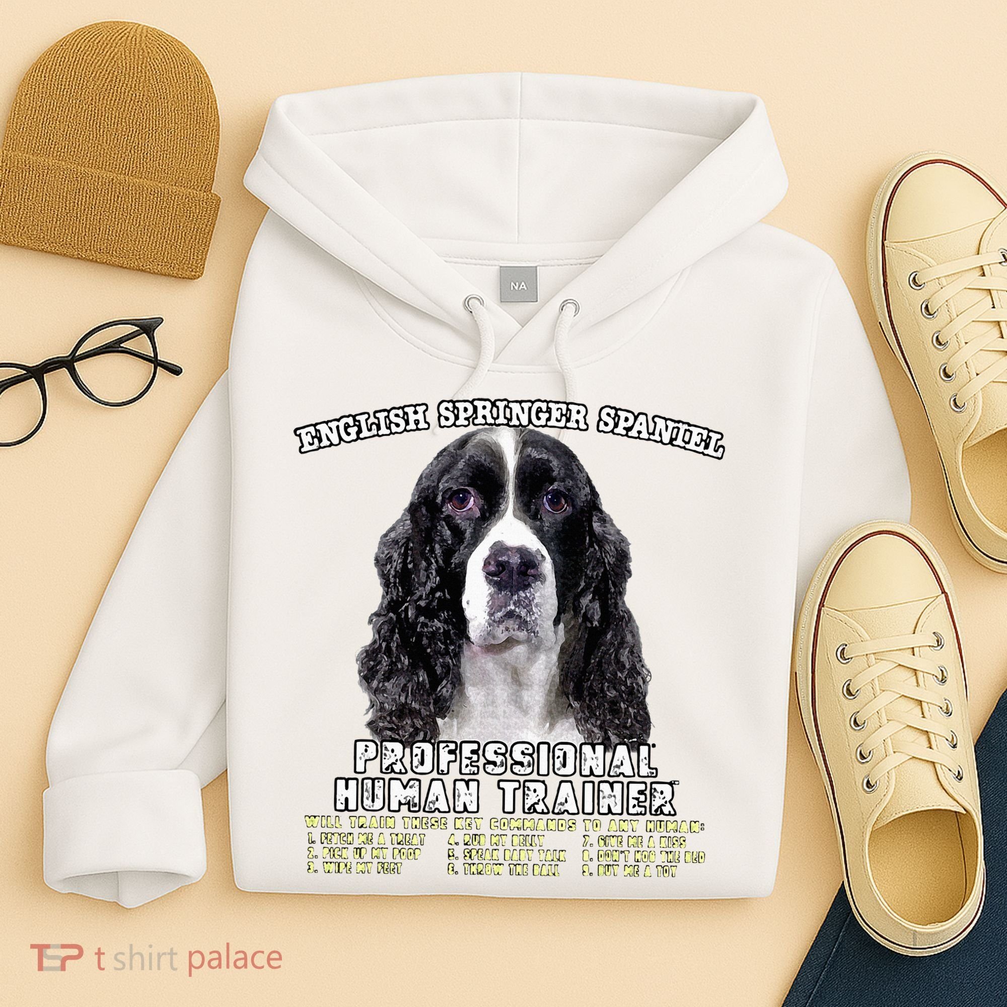 English Springer Spaniel Black Professional Human Trainer Hoodie