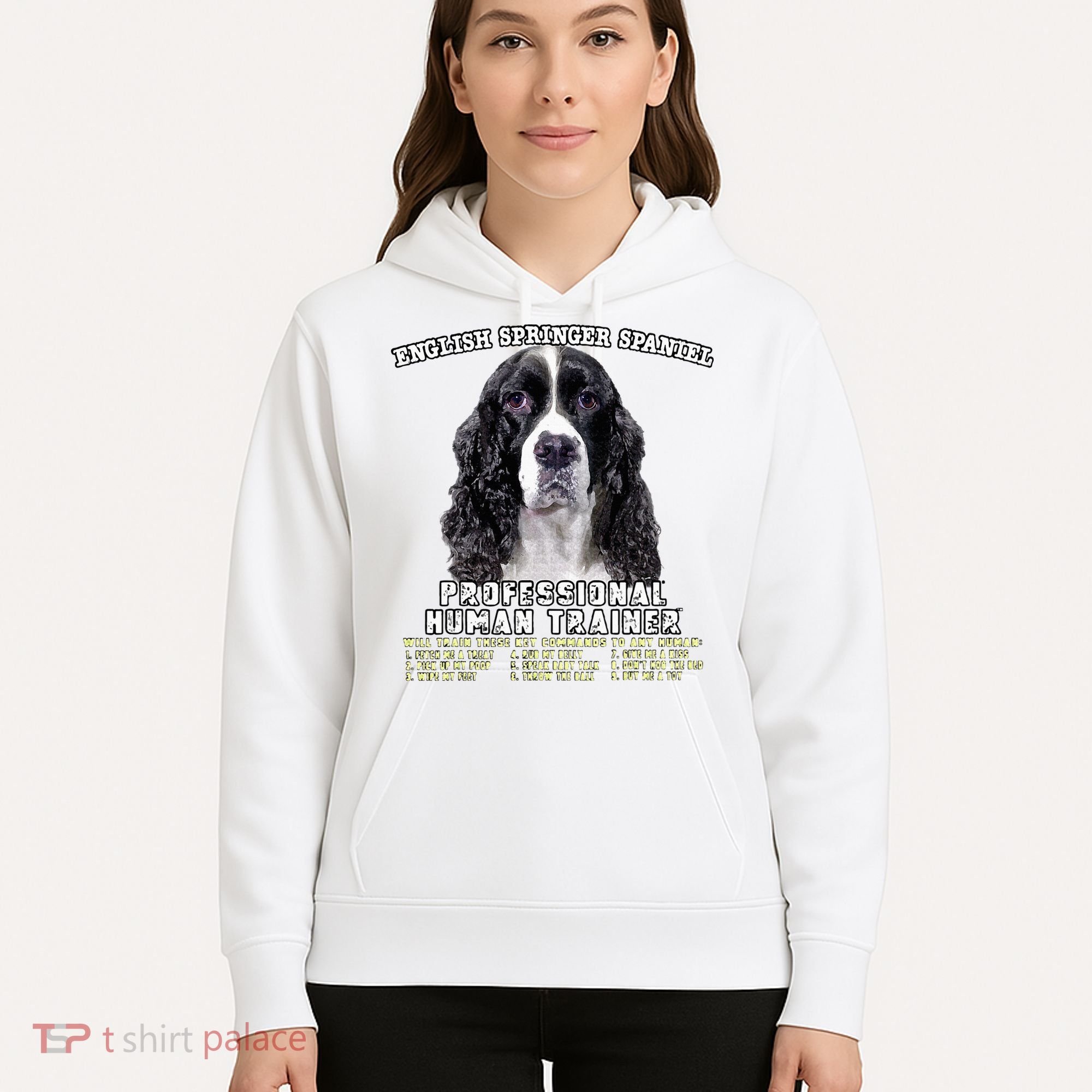 English Springer Spaniel Black Professional Human Trainer Hoodie