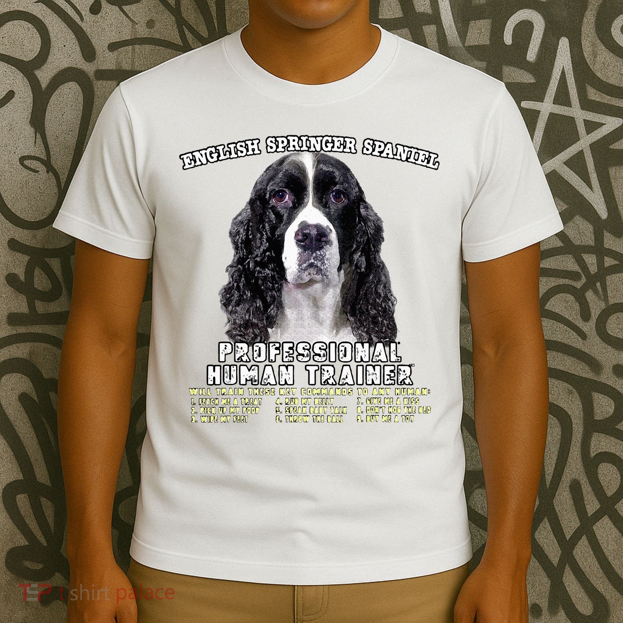 English Springer Spaniel Black Professional Human Trainer T-Shirt