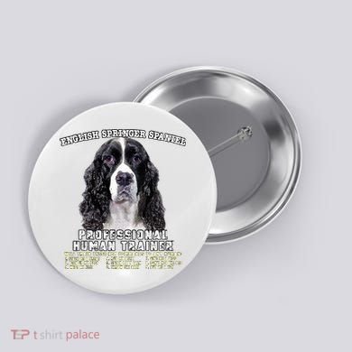 English Springer Spaniel Black Professional Human Trainer Button