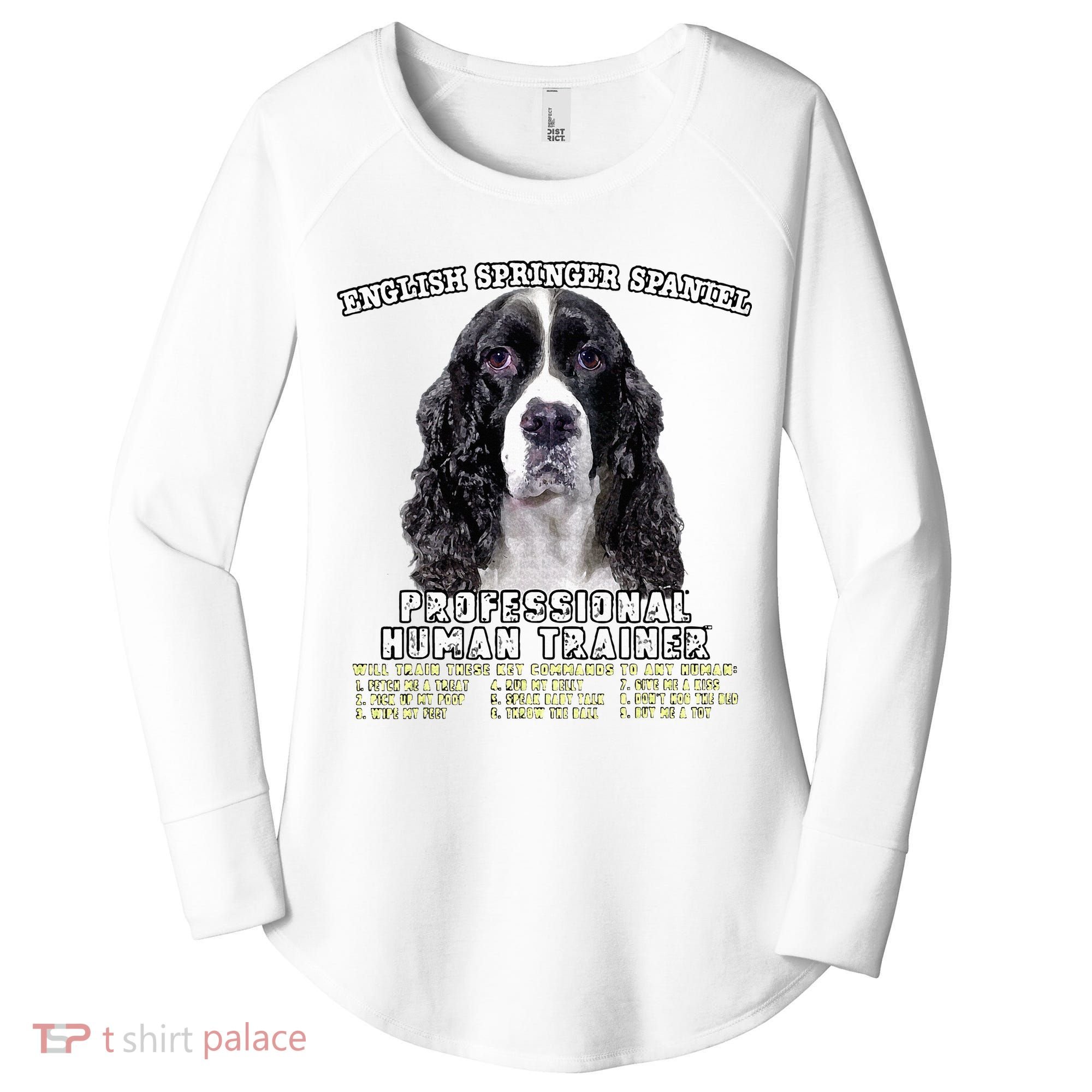 English Springer Spaniel Black Professional Human Trainer Women's Perfect Tri Tunic Long Sleeve Shirt