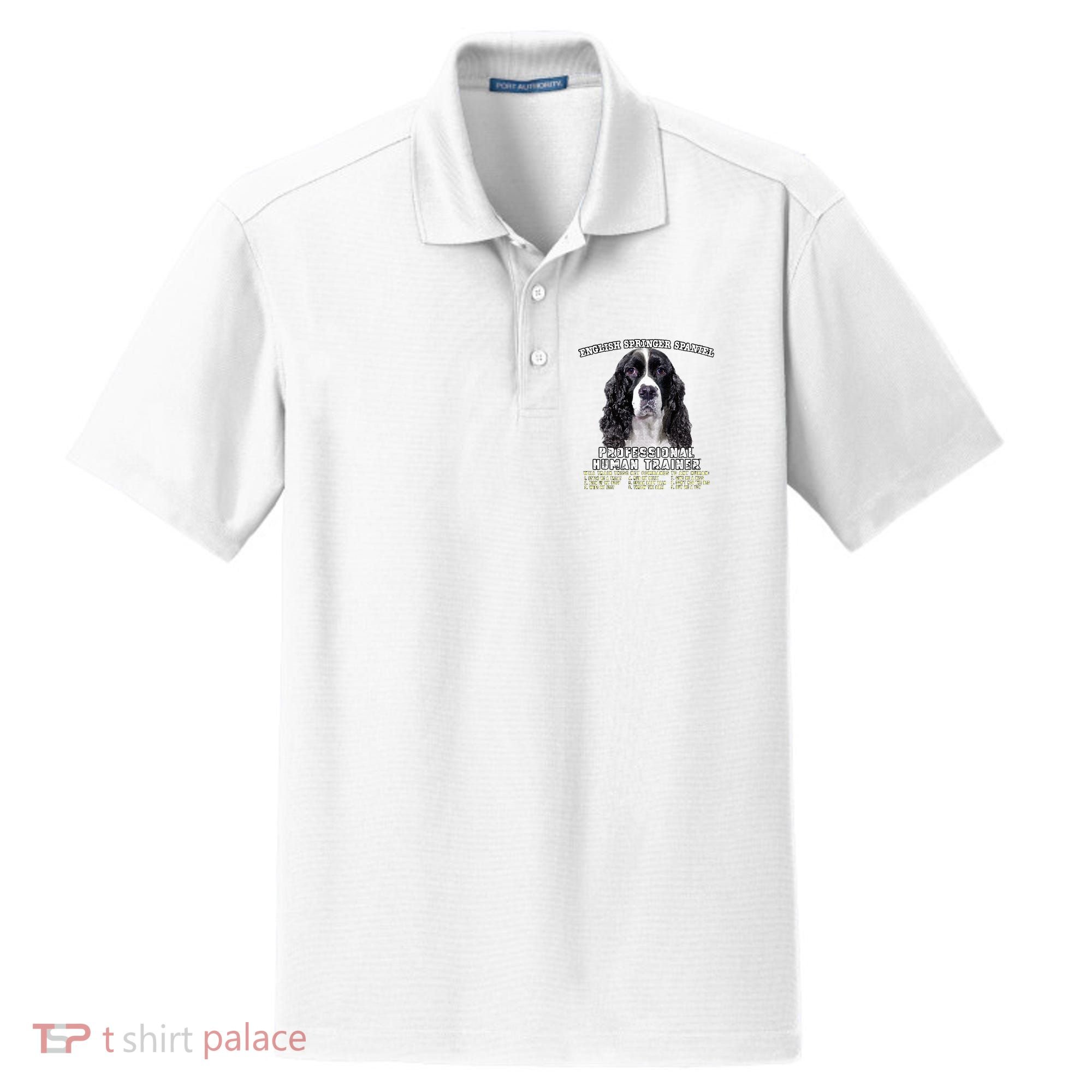 English Springer Spaniel Black Professional Human Trainer Dry Zone Grid Polo