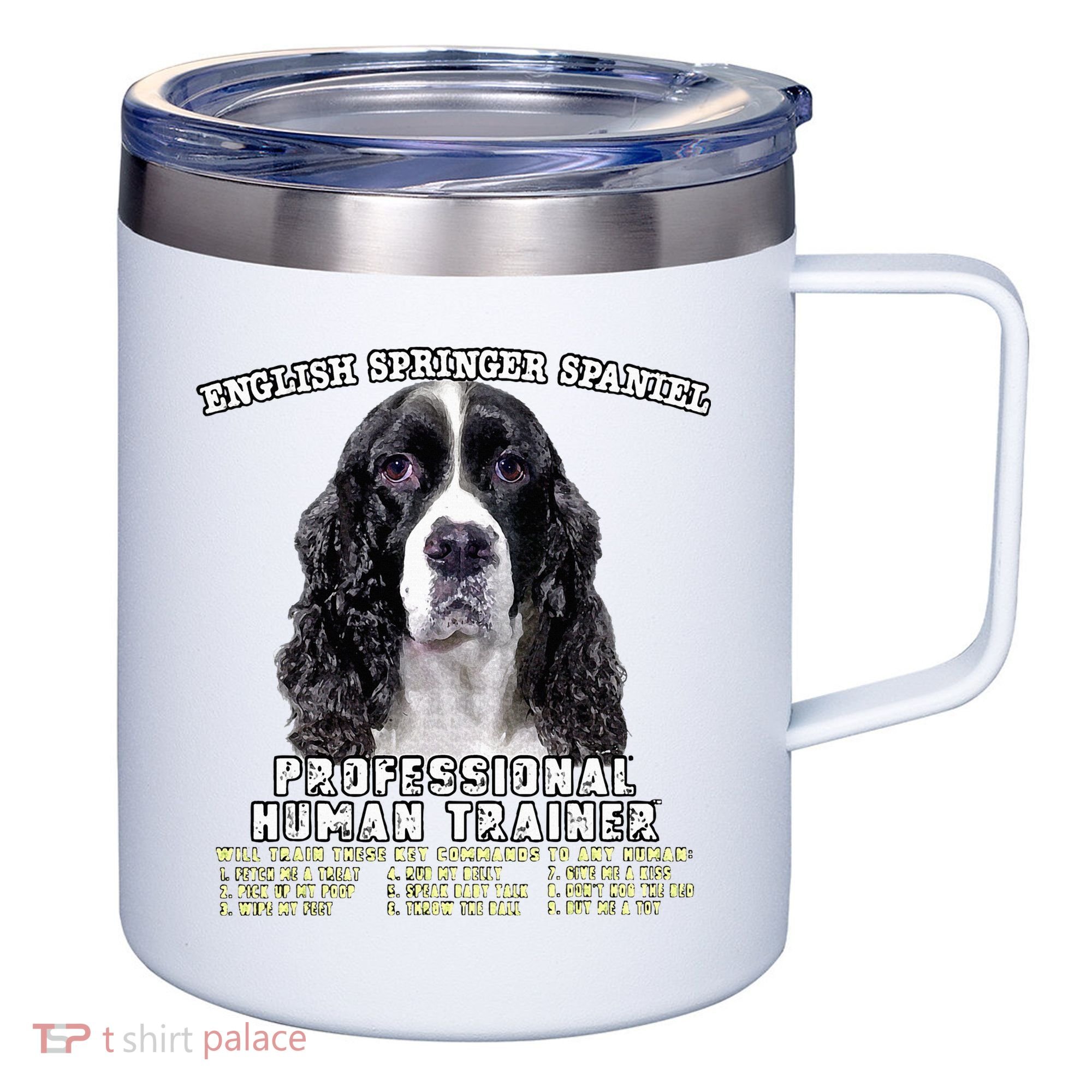 English Springer Spaniel Black Professional Human Trainer 12oz Stainless Steel Coffee Mug