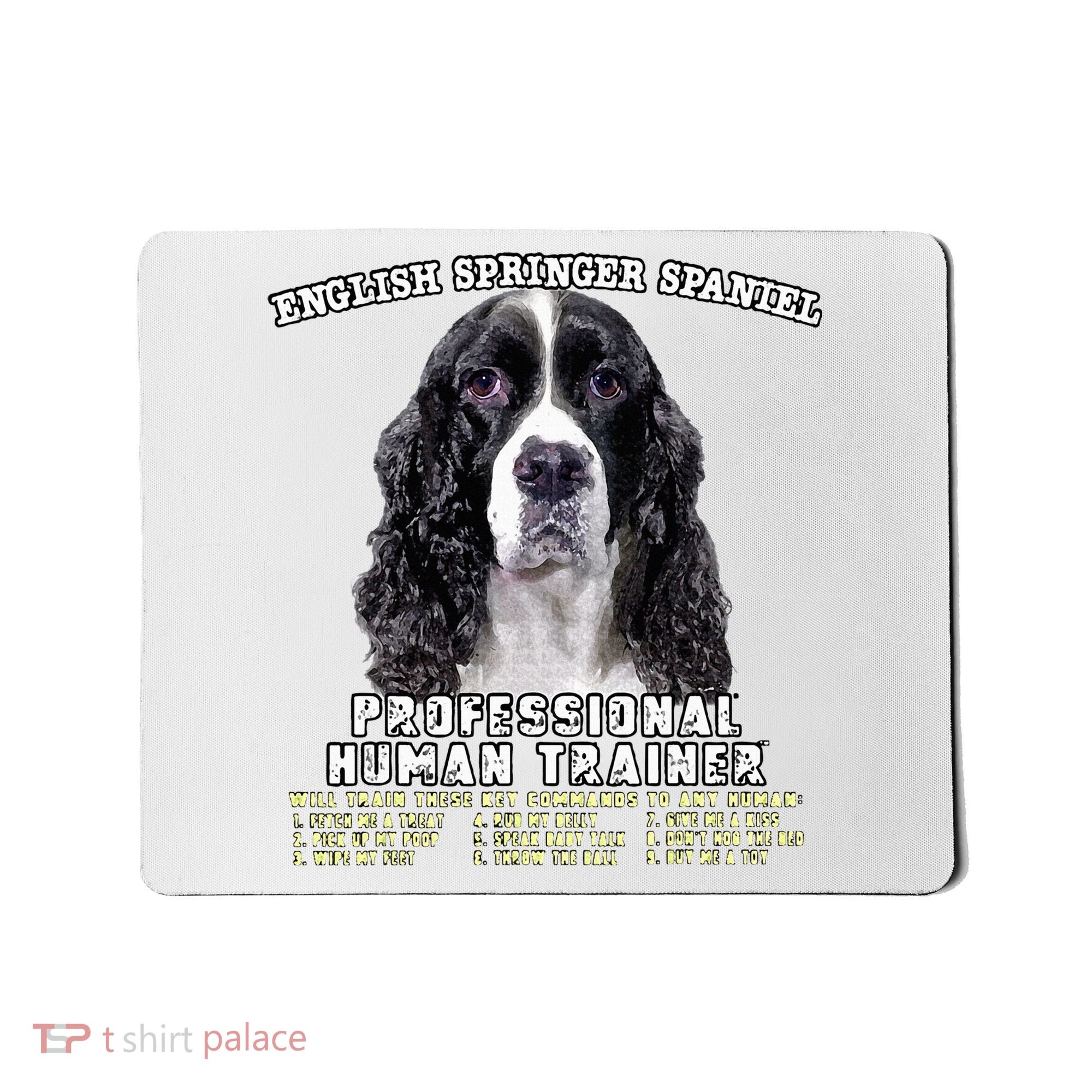 English Springer Spaniel Black Professional Human Trainer Mousepad