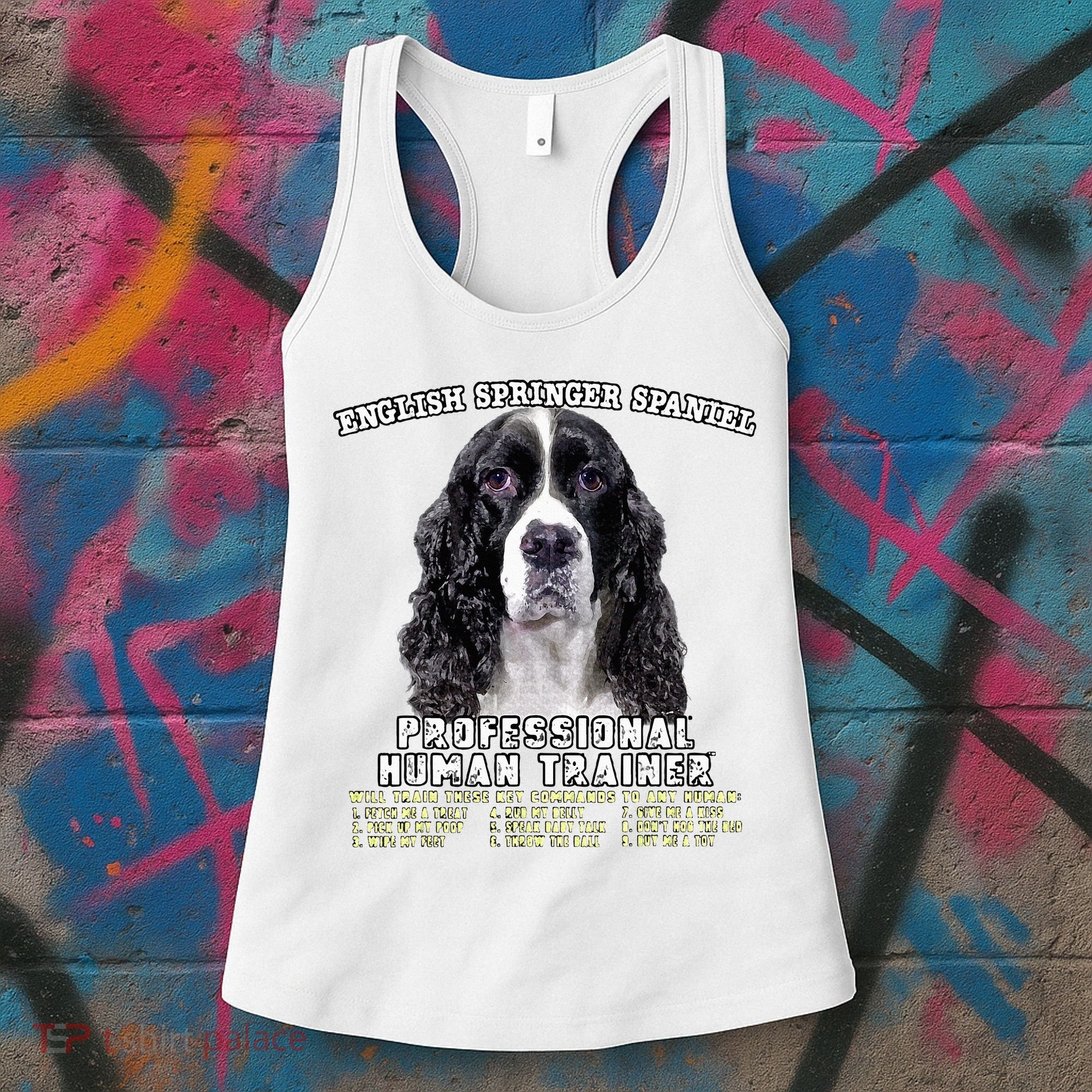 English Springer Spaniel Black Professional Human Trainer Women's Tank Top