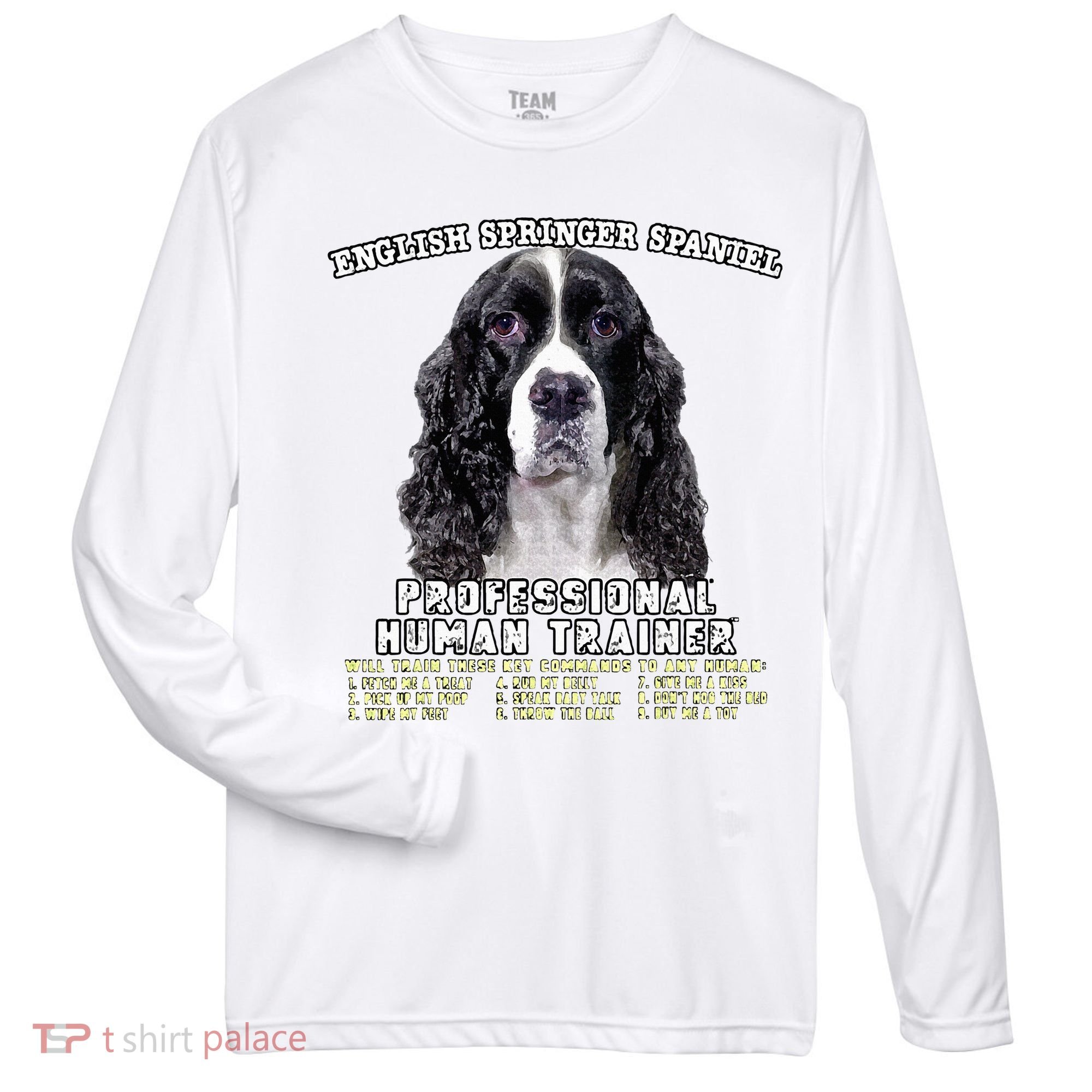 English Springer Spaniel Black Professional Human Trainer Zone Performance Long-Sleeve T-Shirt