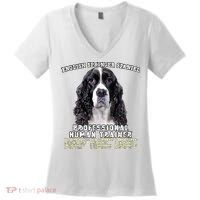 English Springer Spaniel Black Professional Human Trainer Women's V-Neck T-Shirt thumb 0