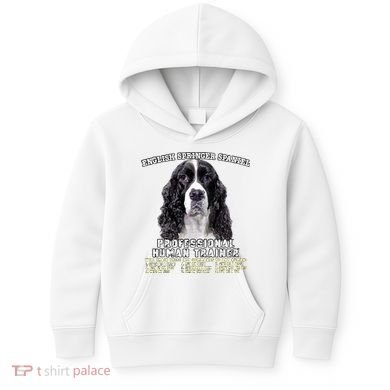 English Springer Spaniel Black Professional Human Trainer Kids Hoodie