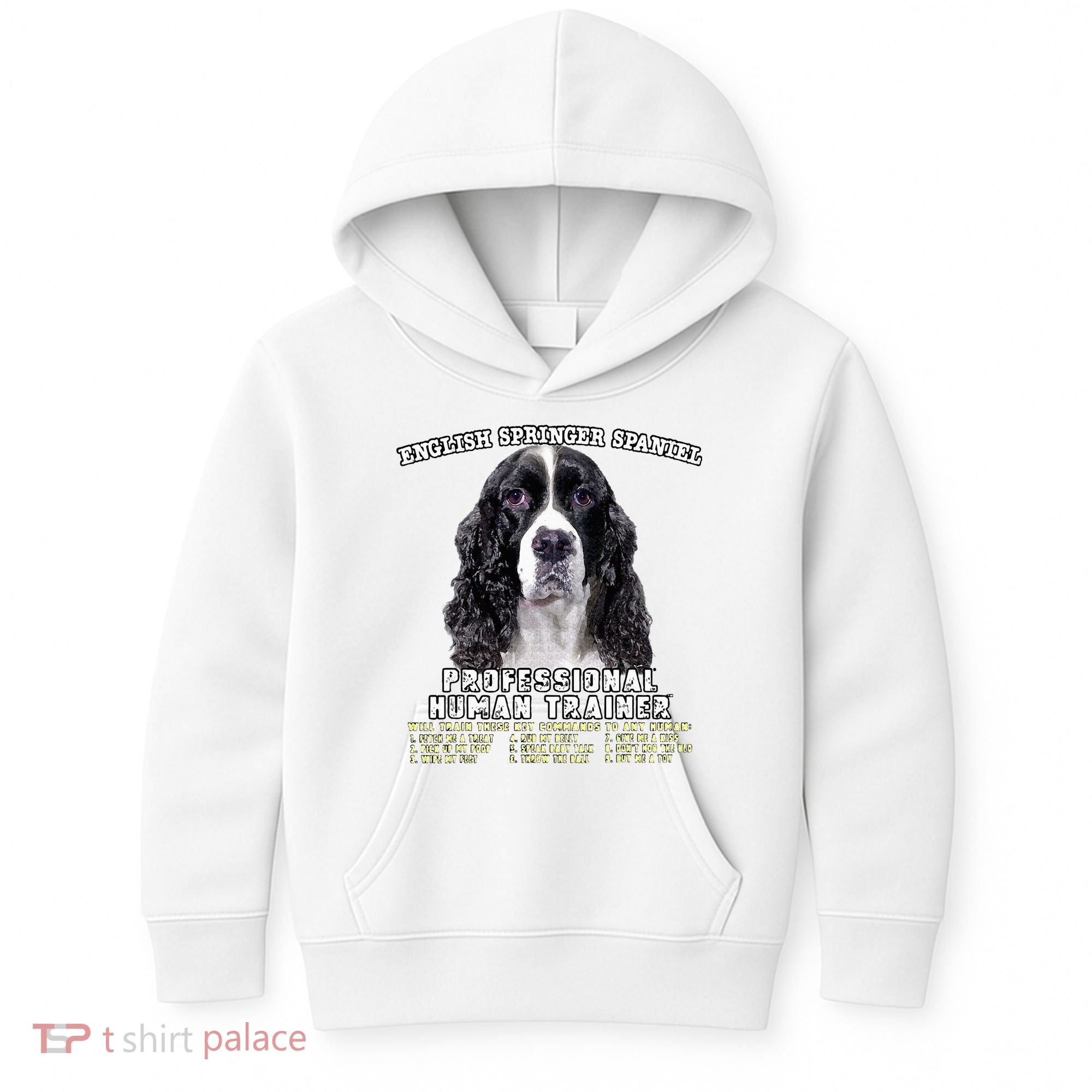 English Springer Spaniel Black Professional Human Trainer Kids Hoodie
