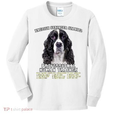 English Springer Spaniel Black Professional Human Trainer Kids Long Sleeve Shirt