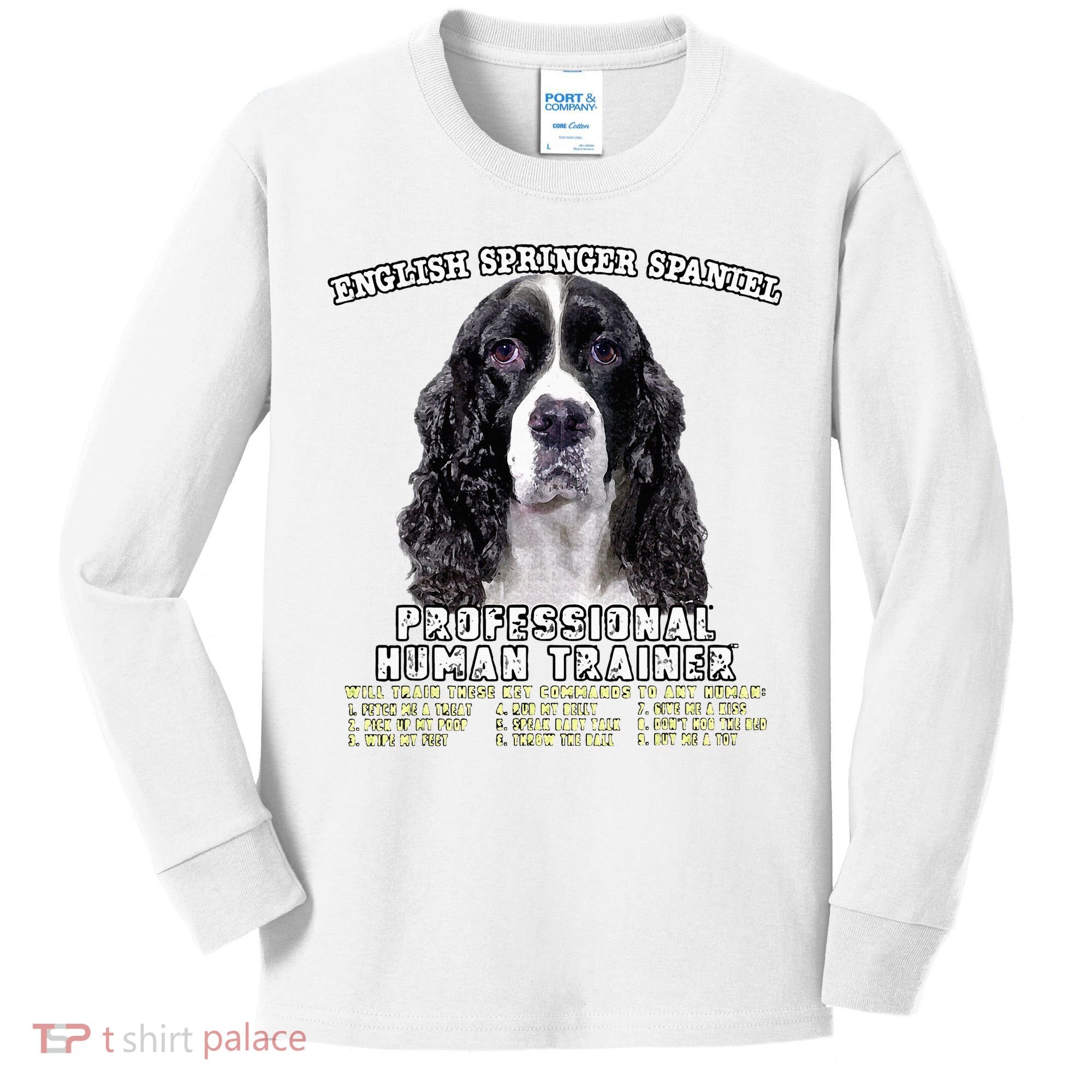 English Springer Spaniel Black Professional Human Trainer Kids Long Sleeve Shirt