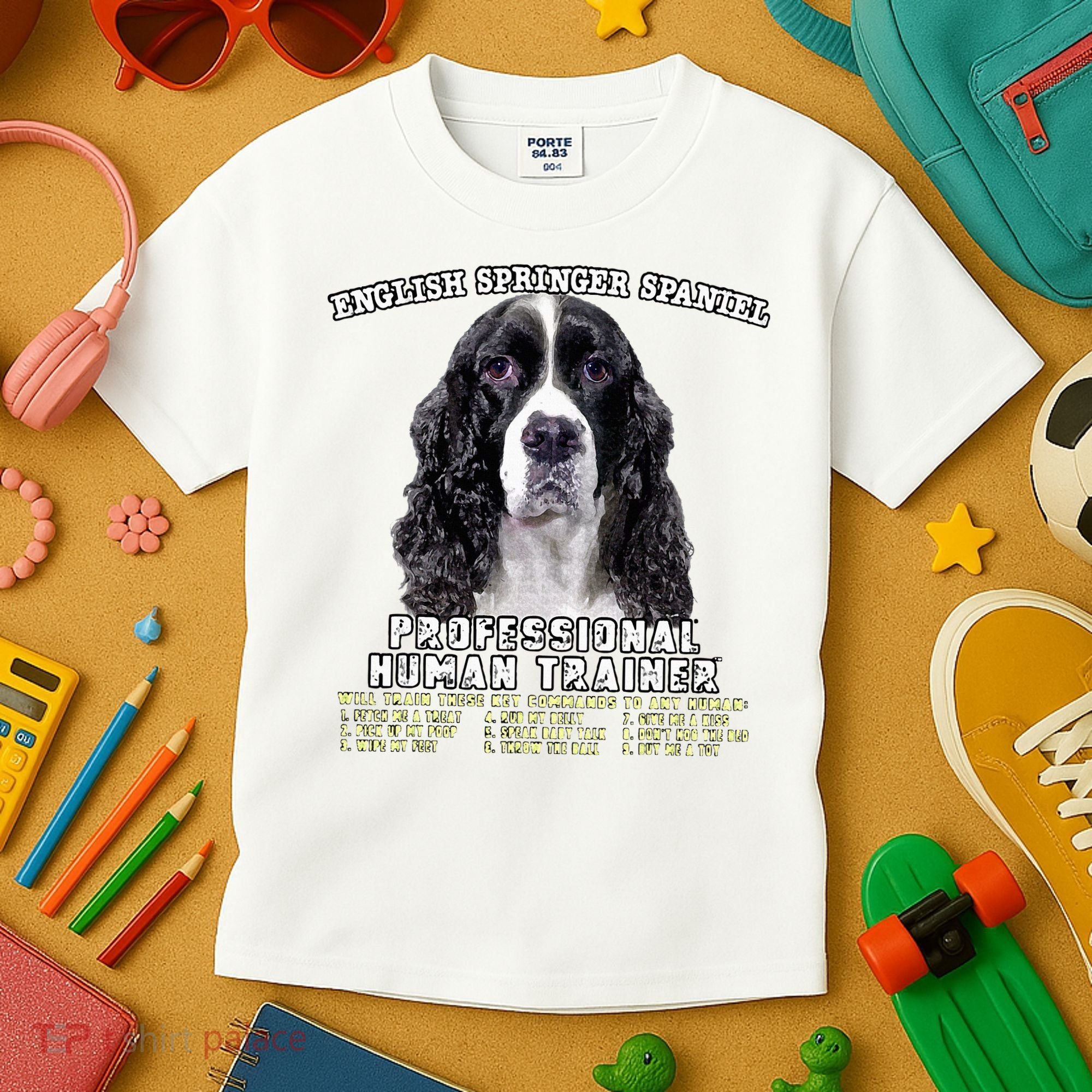 English Springer Spaniel Black Professional Human Trainer Kids T-Shirt