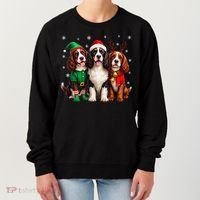 English Springer Spaniel Christmas Dogs Santa Reindeer Elf Women's Sweatshirt thumb 0