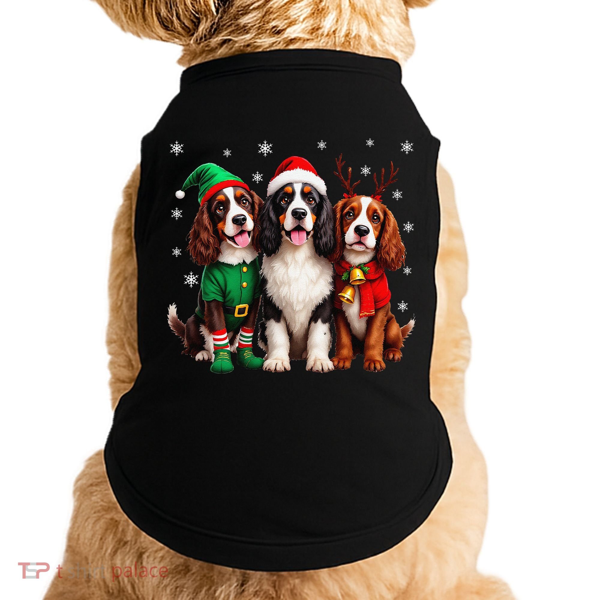 English Springer Spaniel Christmas Dogs Santa Reindeer Elf Doggie Tank