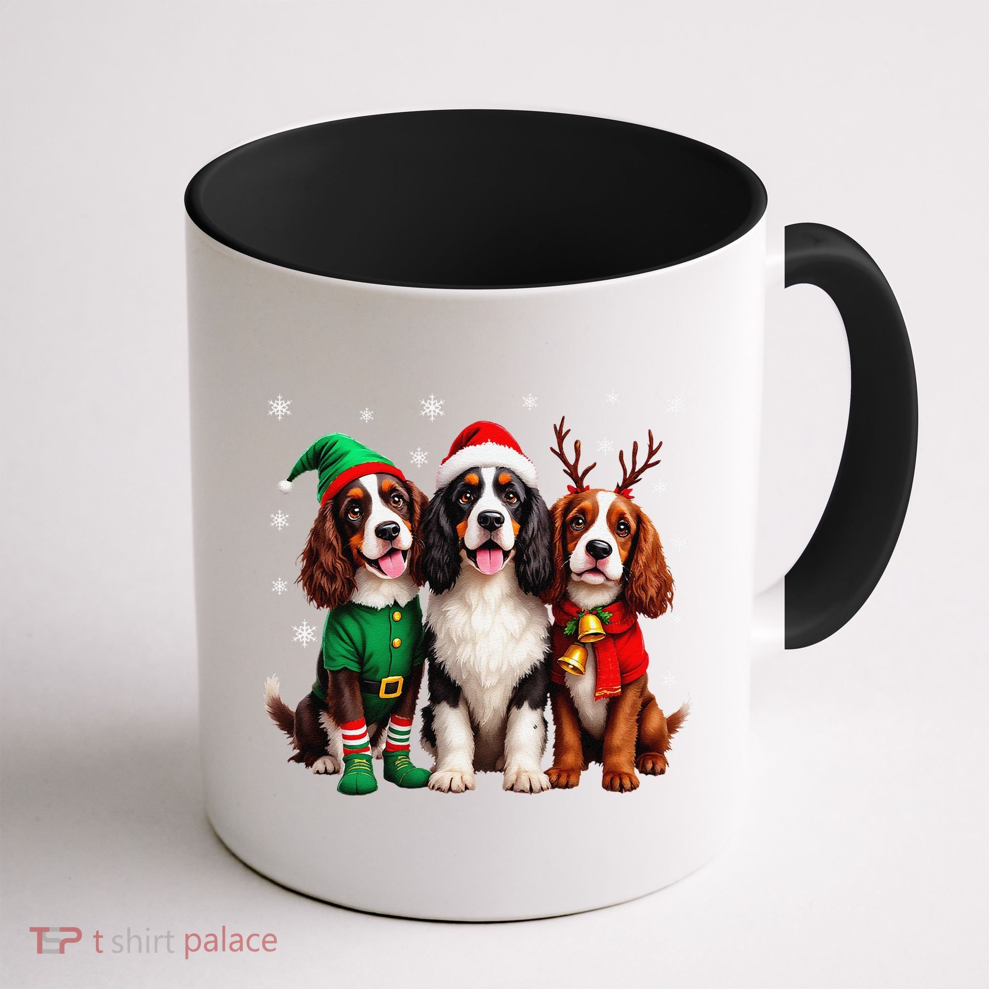 English Springer Spaniel Christmas Dogs Santa Reindeer Elf Coffee Mug