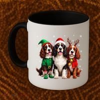 English Springer Spaniel Christmas Dogs Santa Reindeer Elf Coffee Mug thumb 2