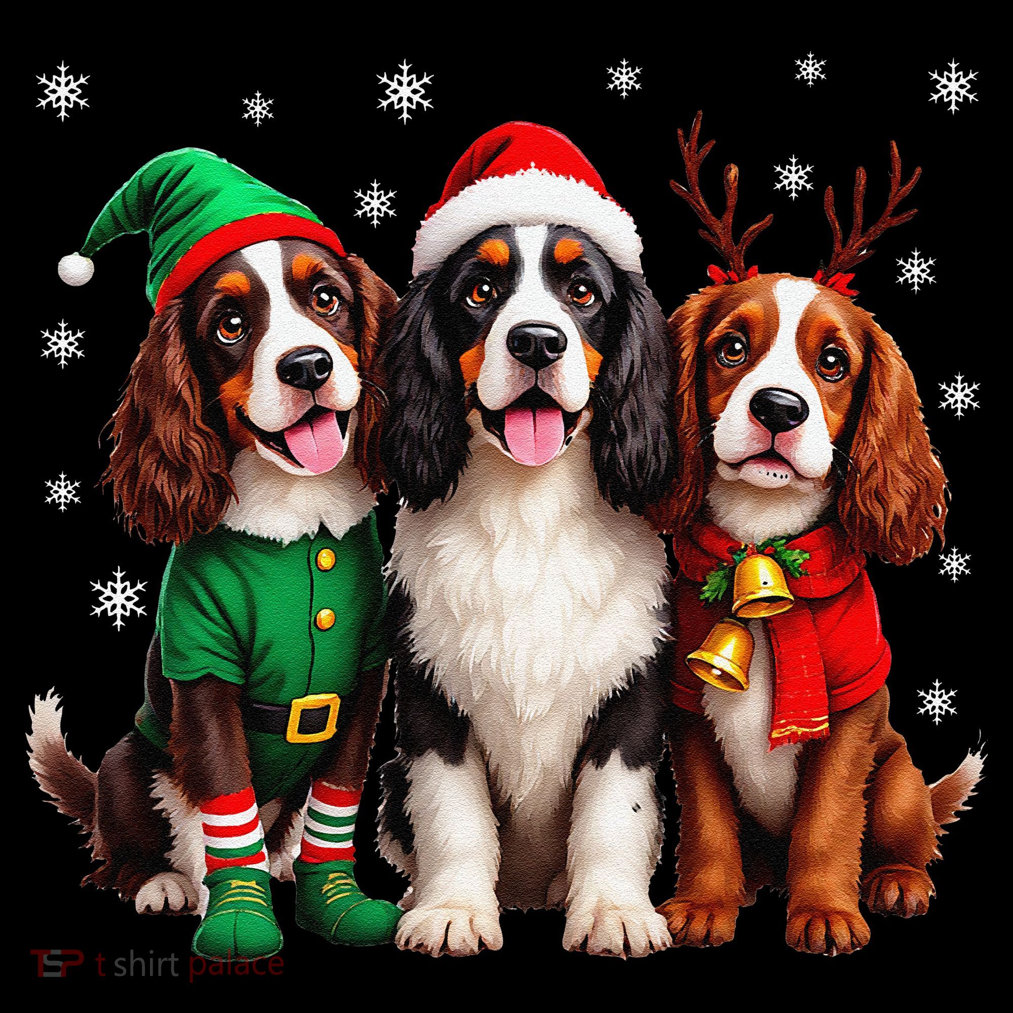 English Springer Spaniel Christmas Dogs Santa Reindeer Elf Coffee Mug