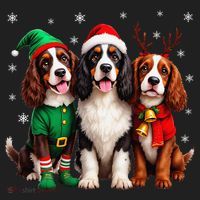 English Springer Spaniel Christmas Dogs Santa Reindeer Elf Beanie thumb 2